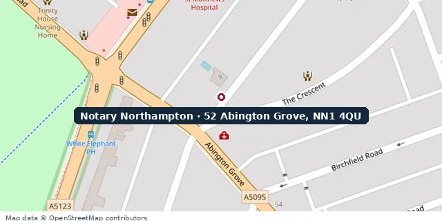 Map showing the office at 52 Abington Grove, Northampton NN1 4QU